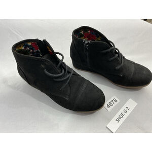 Girls Target Ankle Boot 4 Lace Up,zip Up Wedge Heel Black